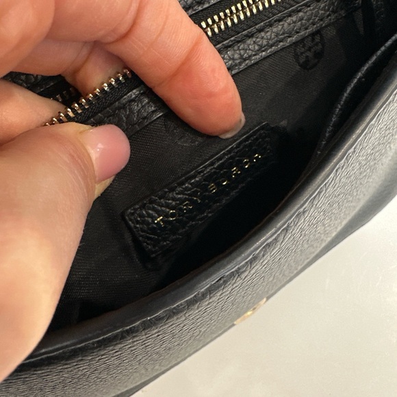 Tory Burch Black Pebbled Leather Chain Crossbody with Gold Hardware - Picture 6 of 14